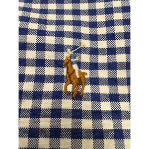 Vtg Ralph Lauren Shirt Men Large Blue Check Classic Fit Twill Oxford Long Sleeve